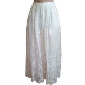 Vintage Ralph Lauren Romantic Midi Skirt Feminine Prairie Doily Lace Sz 10 Ivory